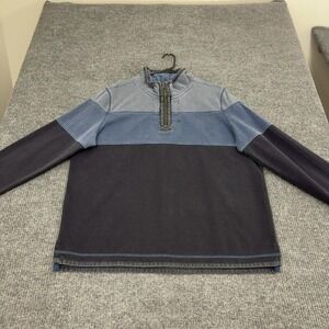 Fat Face The Airlie Pullover Mens XXL Blue Cotton Quarter Zip Mock Neck Casual